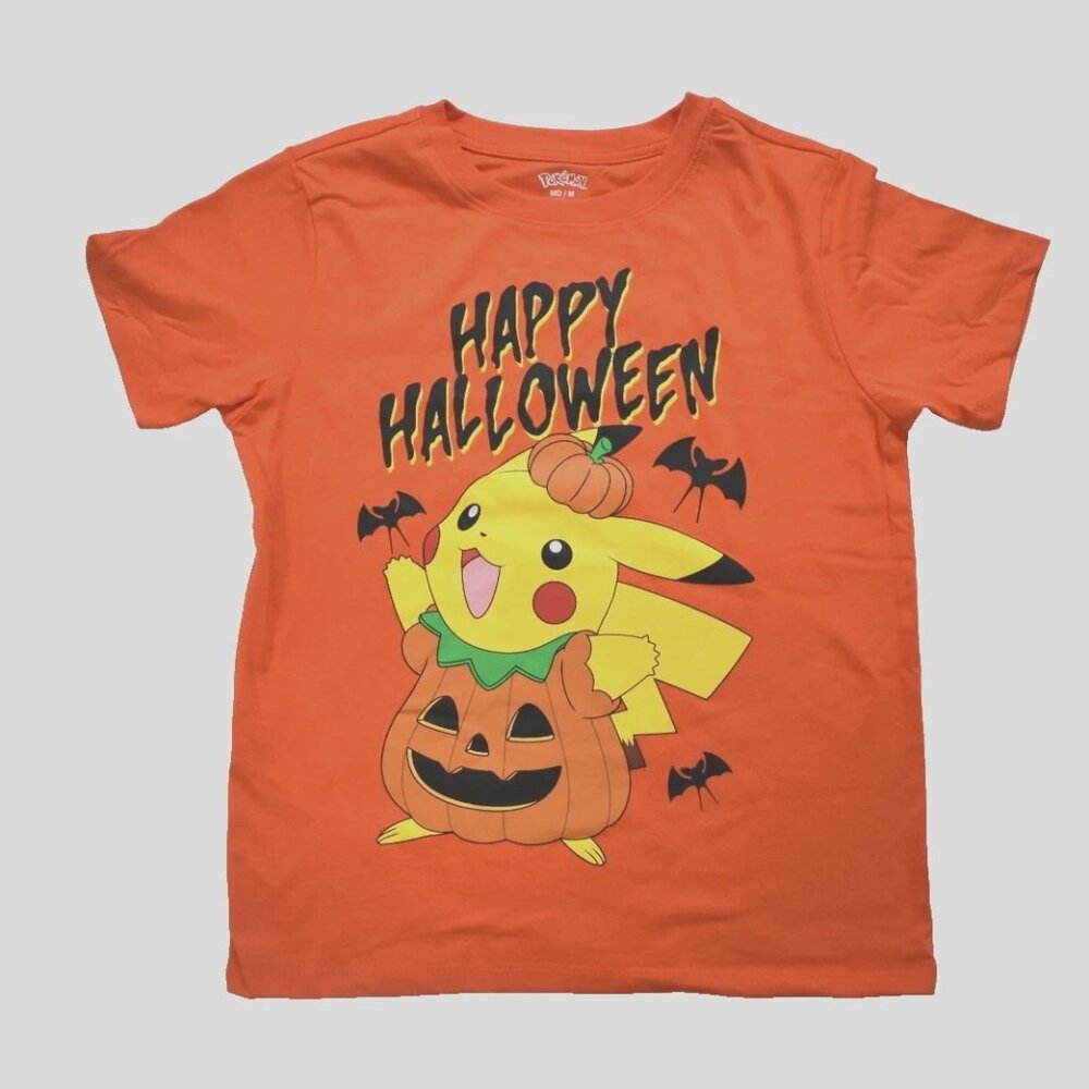 Pokémon Pikachu Happy Halloween Youth Boys Orange Shirt New Medium - Picture 1 of 2